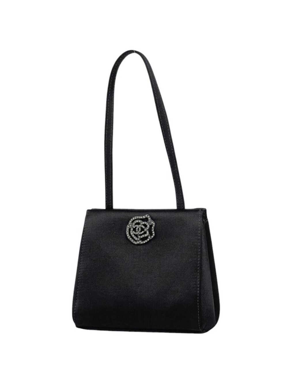 Chanel Handbag CC Logo Camellia Mini Satin Black